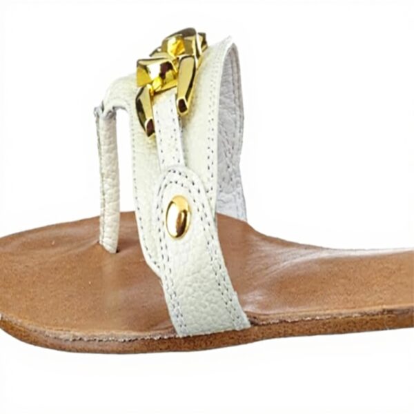 Sandali pelle Buffalo donna bianchi tacco piatto comodi