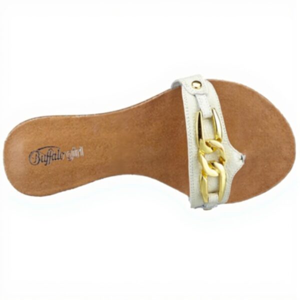 Sandali pelle Buffalo donna bianchi tacco piatto comodi