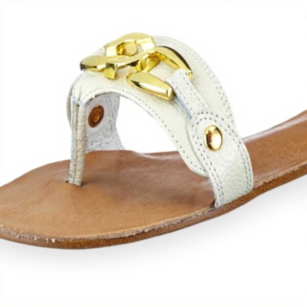 Sandali pelle Buffalo donna bianchi tacco piatto comodi