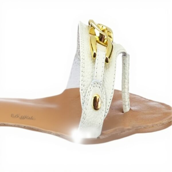 Sandali pelle Buffalo donna bianchi tacco piatto comodi