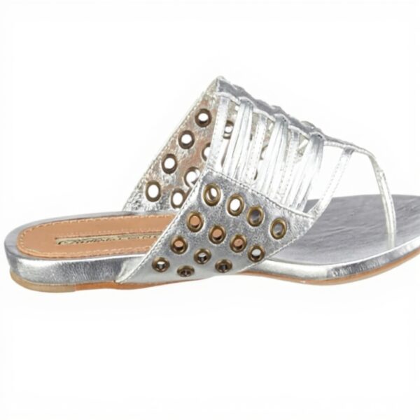 Sandali Buffalo Donna Pelle Argento Nero Tacco Piatto