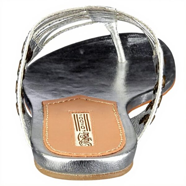 Sandali Buffalo Donna Pelle Argento Nero Tacco Piatto