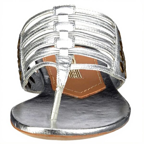 Sandali Buffalo Donna Pelle Argento Nero Tacco Piatto