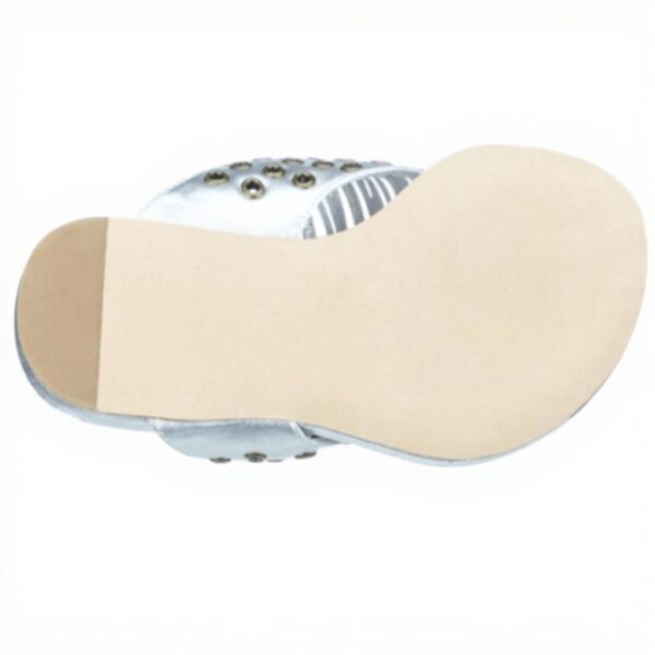 Sandali Buffalo Donna Pelle Argento Nero Tacco Piatto