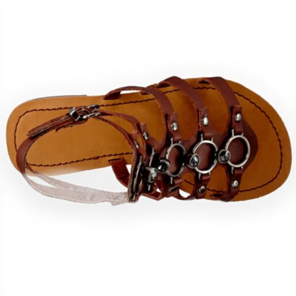 Sandali Donna Buffalo Pelle Piatto Braun Hell Tan01