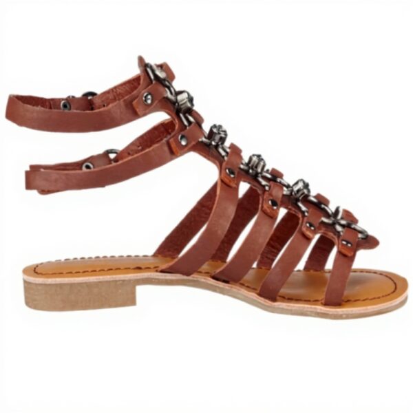 Sandali Donna Buffalo Pelle Piatto Braun Hell Tan01