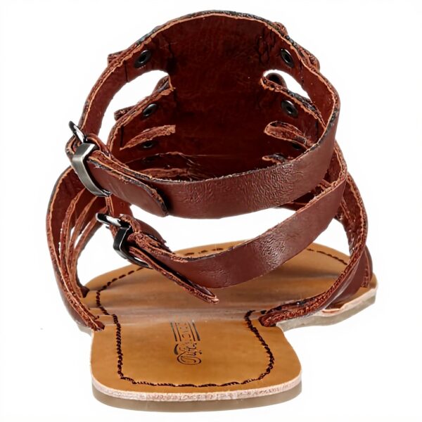 Sandali Donna Buffalo Pelle Piatto Braun Hell Tan01