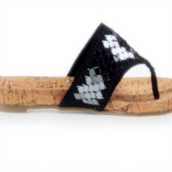 Buffalo Sandali Donna Damask Sequins Tela Verde Nero