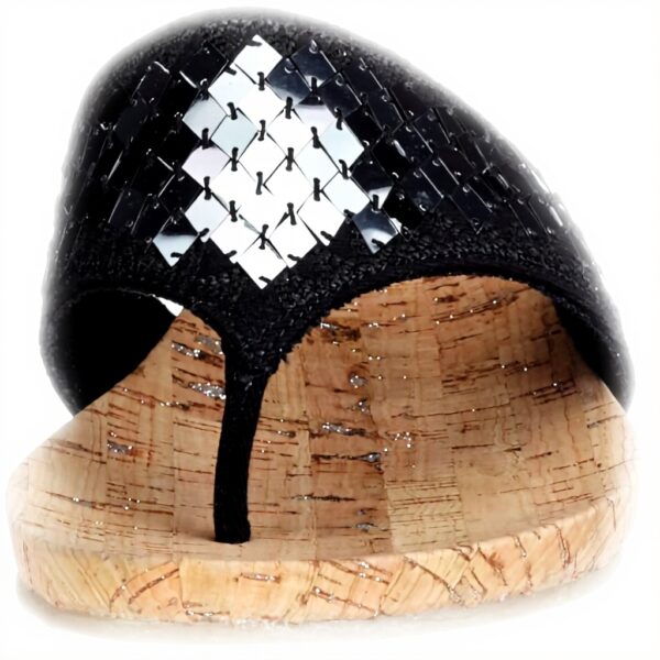 Buffalo Sandali Donna Damask Sequins Tela Verde Nero