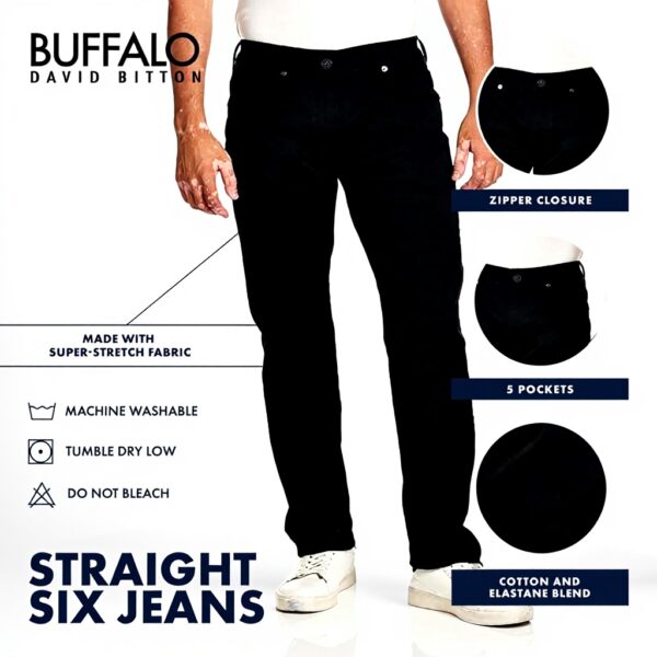 Buffalo David Bitton Jeans Uomo Slim Fit Nero Autentico