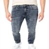 Jeans Uomo Buffalo David Bitton Ash Slim Denim Nero Grigio