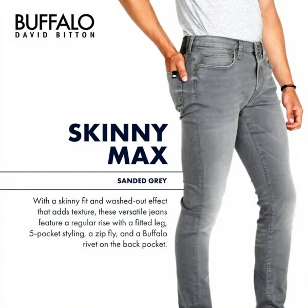 Jeans Skinny Max Uomo Buffalo David Bitton Grigio Fit Slim
