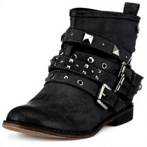 Stivali Donna Buffalo Nero Poliuretano Comodo Casual