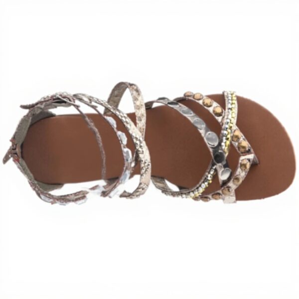 Sandali moda Buffalo Girl Argento sintetico cerniera donna