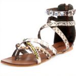 Sandali moda Buffalo Girl Argento sintetico cerniera donna