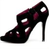 Sandali Donna Buffalo Pelle Suede Tacco Stiletto Nero