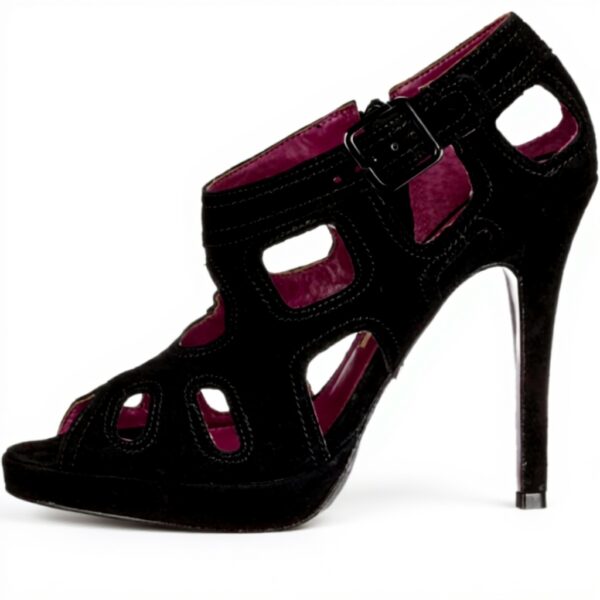 Sandali Donna Buffalo Pelle Suede Tacco Stiletto Nero