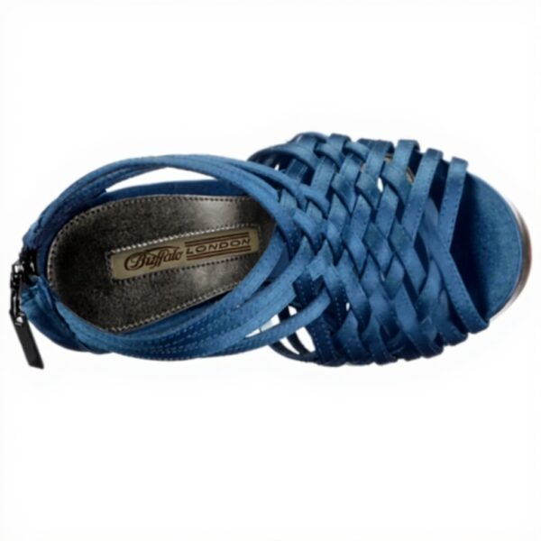 Sandali donna Buffalo London tacco stiletto blu petroleo