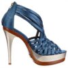 Sandali donna Buffalo London tacco stiletto blu petroleo