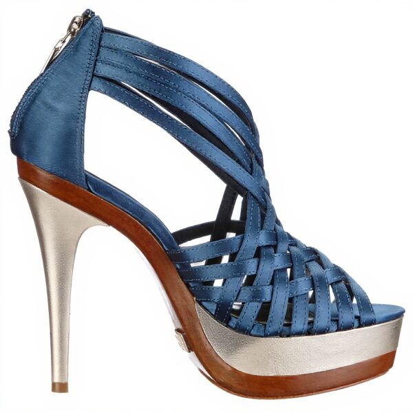 Sandali donna Buffalo London tacco stiletto blu petroleo