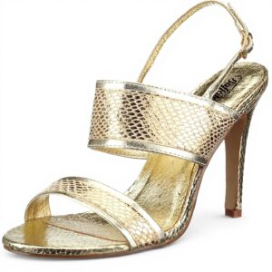 Buffalo Sandali Donna Tacco Stiletto Gold PU Snake