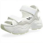Sandali Donna Buffalo Binary 0 Zeppa Bianco Memory Foam