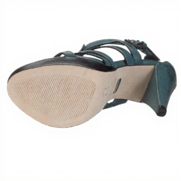 Sandali Buffalo Semi Cromo pelle tacco cono donna verde