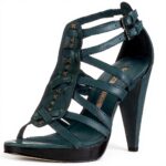 Sandali Buffalo Semi Cromo pelle tacco cono donna verde