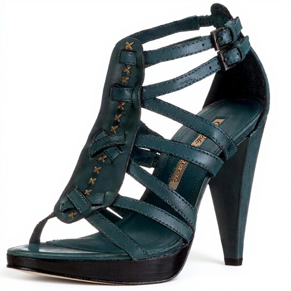 Sandali Buffalo Semi Cromo pelle tacco cono donna verde