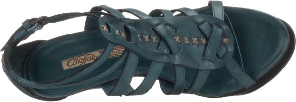 Sandali Buffalo Semi Cromo pelle tacco cono donna verde-4