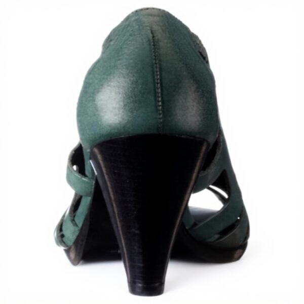 Sandali donna Buffalo Semi Cromo pelle tacco cono blu