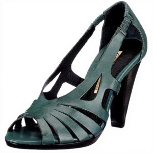 Sandali donna Buffalo Semi Cromo pelle tacco cono blu