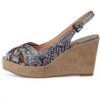 Sandali Donna Buffalo Snake Pig Pelle Tacco Zeppa Grigio