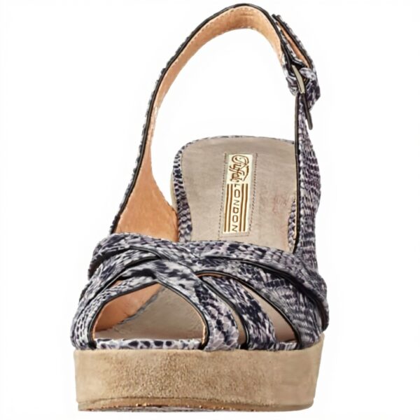 Sandali Donna Buffalo Snake Pig Pelle Tacco Zeppa Grigio