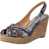Sandali Donna Buffalo Snake Pig Pelle Tacco Zeppa Grigio