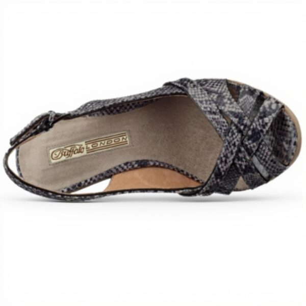 Sandali Donna Buffalo Snake Pig Pelle Tacco Zeppa Grigio
