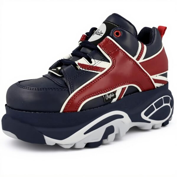 Sneaker Donna Buffalo Pelle Nappa Blu Rosso BN1636499