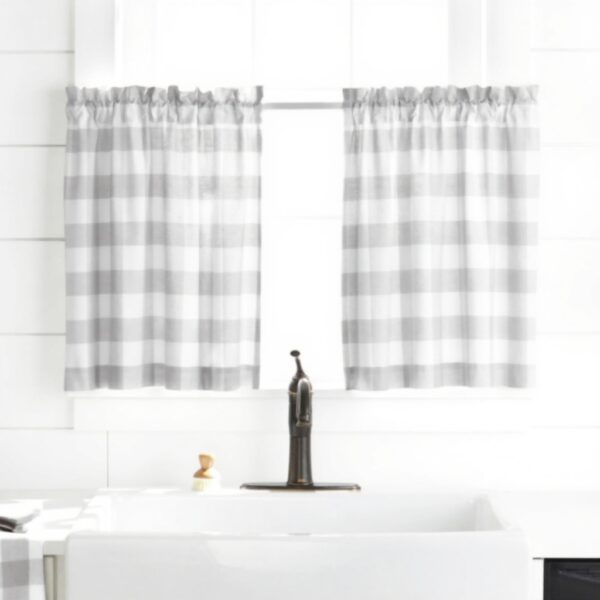 Tende a pannello Elrene Buffalo Check cotone grigio bianco