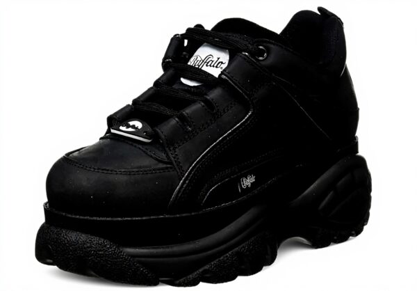 Sneaker casual donna Buffalo pelle nero lacci