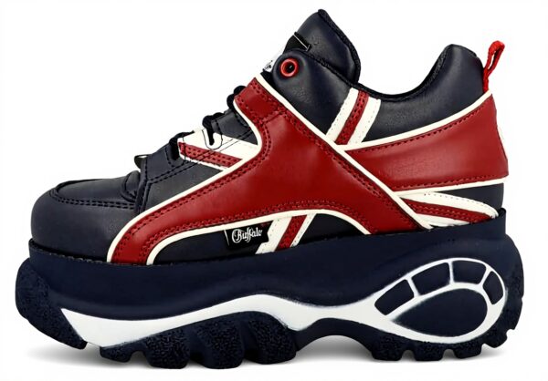 Sneaker Donna Buffalo Ecopelle Nappa Blue Red Plateau